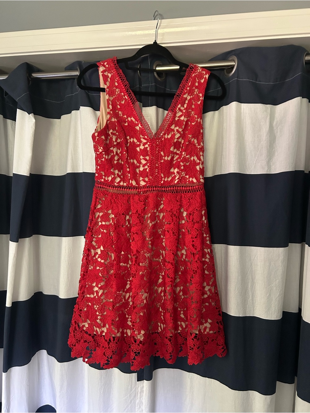 Alya Red Lace V-Neck Mini Dress